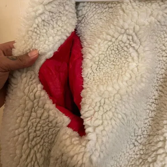 Vintage PLAIN POCKETS Sherpa Lined  Denim Trucker JACKET 36 - Picture 6 of 9